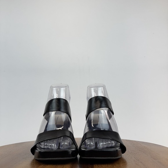 New Womens Dolce Vita Cataya Black Faux Leather Platform Slide Heel Sandal Sz 8 - Picture 3 of 8